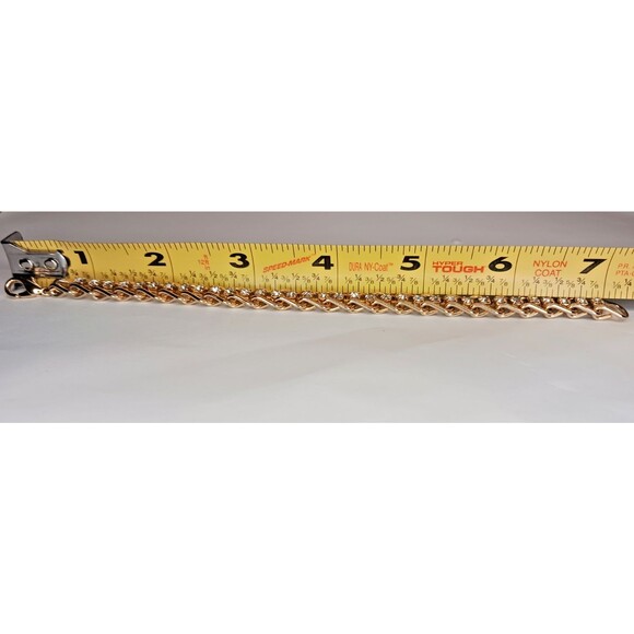 Vintage 7 Inch Gold Tone & Clear Rhinestones Tennis Link Bracelet Lobster Clasp - Picture 4 of 5